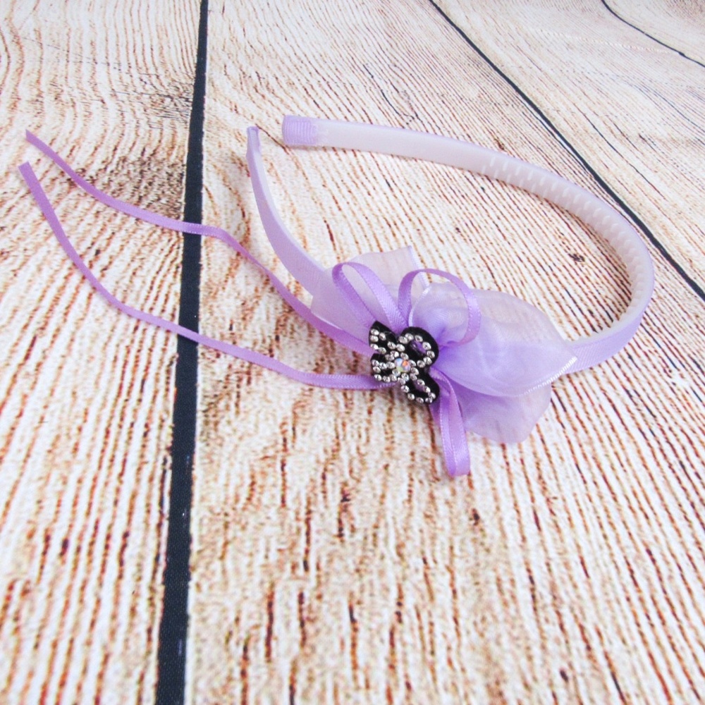 Ribbon bow girls headband Purple